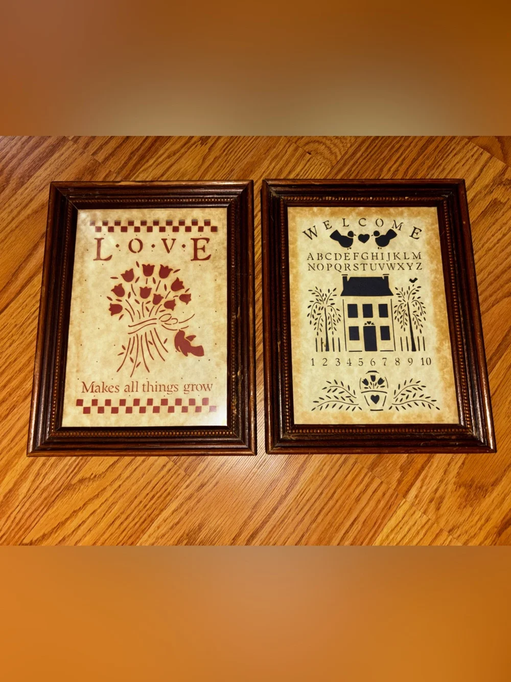 Bundle of 2 vintage figi graphics “country cuts” framed Scherenschnitte folk art